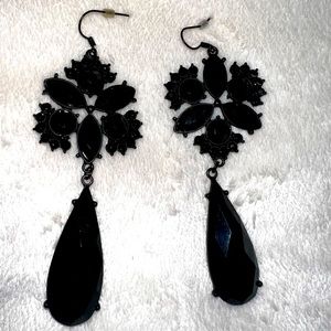 Large Black Statement Dangle Earrings